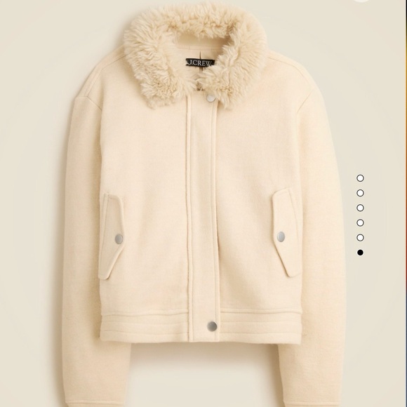 J. Crew Jackets & Blazers - J.Crew Cream Wool Blend Flight Jacket Faux Fur Collar NWT